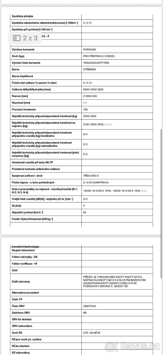 Přívěsný vozík Paragan