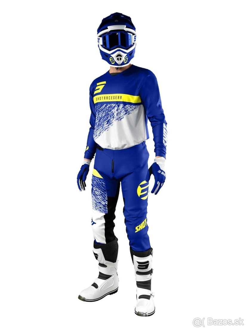 enduro motocross dres nohavice modrý žltý shot