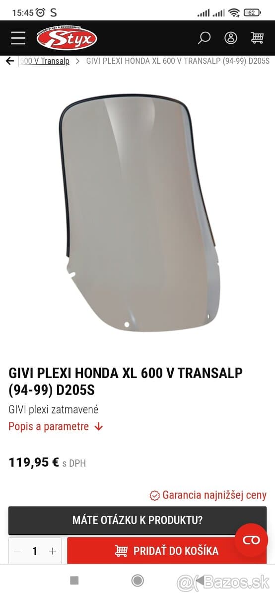 ✴️✴️ Honda transalp -plexi GIVI+deflektor✴️✴️.,