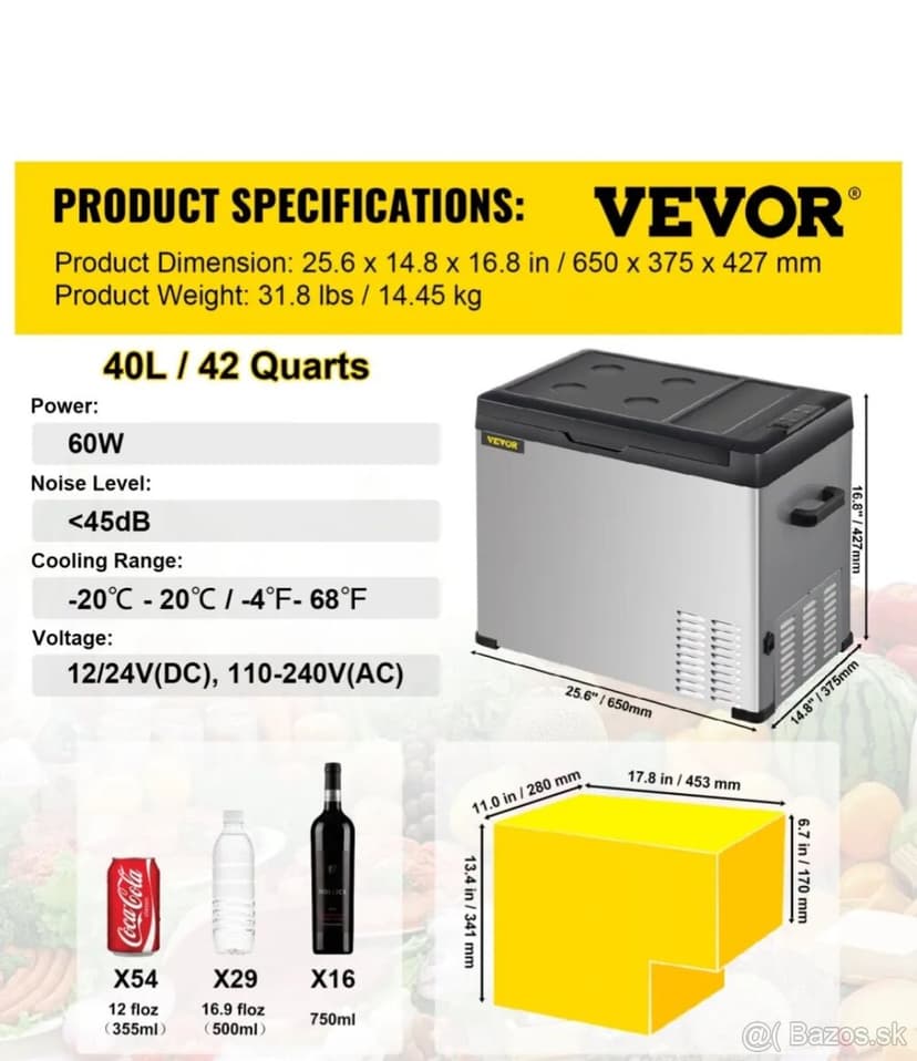Kompresorova autochladnicka Vevor 40L