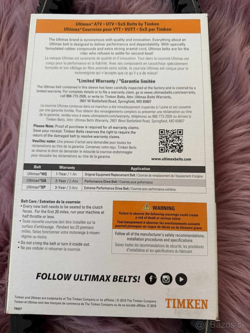 Variátorový remeň Ultimax UA446 – nový