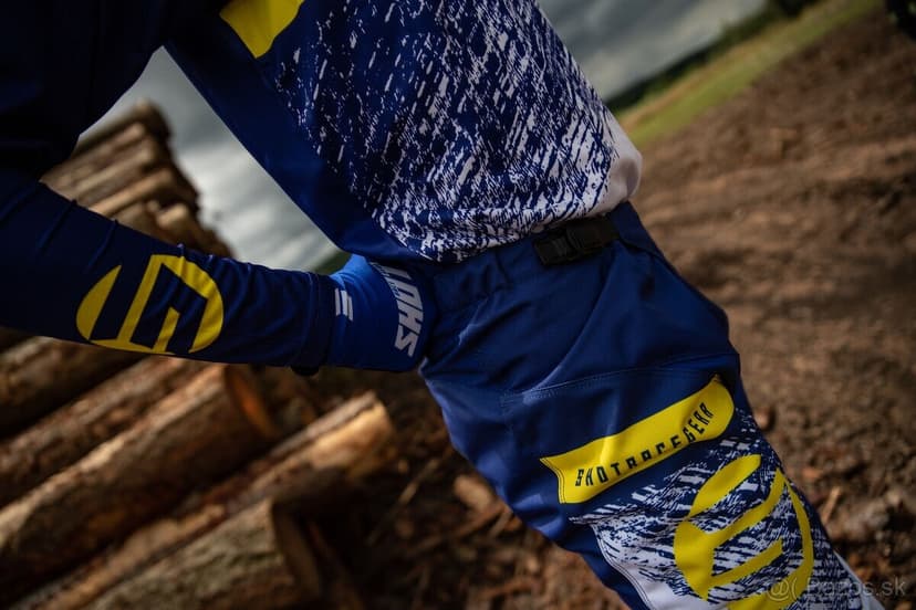 enduro motocross dres nohavice modrý žltý shot