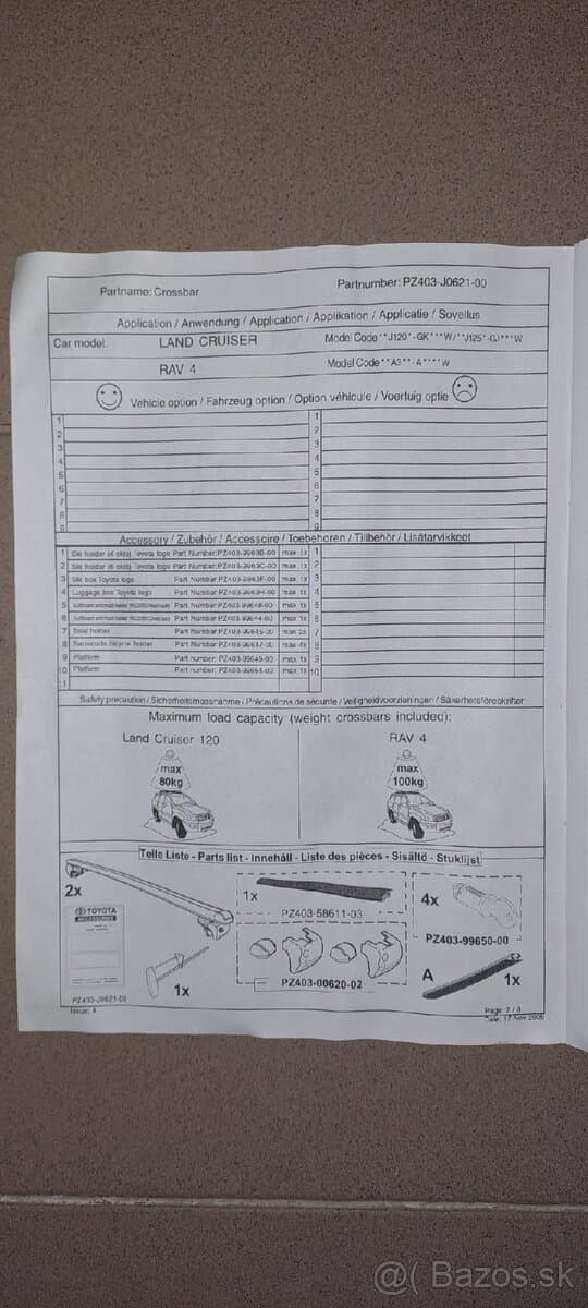 Originálne priečne nosiče na toyotu