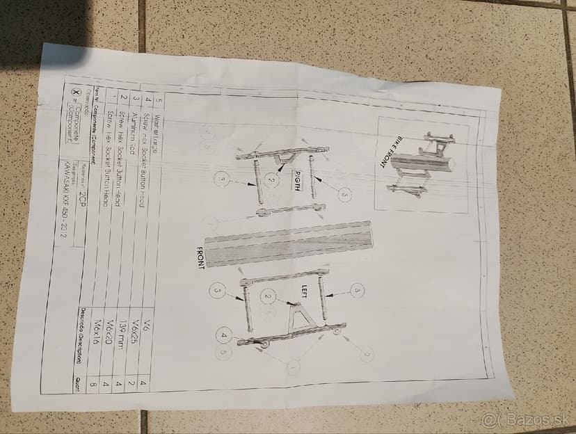 Výstuhy chladičov Kawasaki KX450F 2012-2015