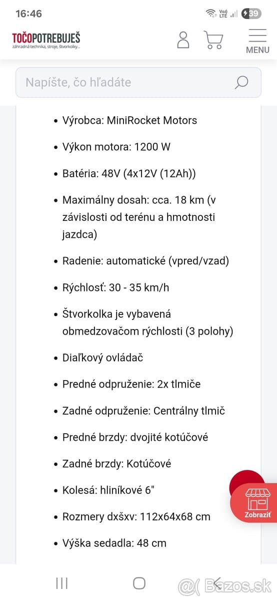 Elektrická štvorkolka
