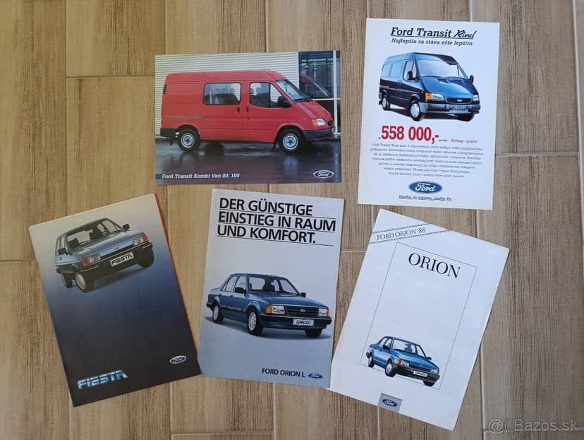 Prospekty Ford Escort Cortina Taunus a další 60.-90. léta.