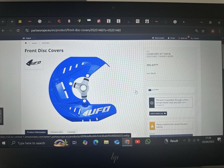 Protectie disc frana fata Yamaha YZ