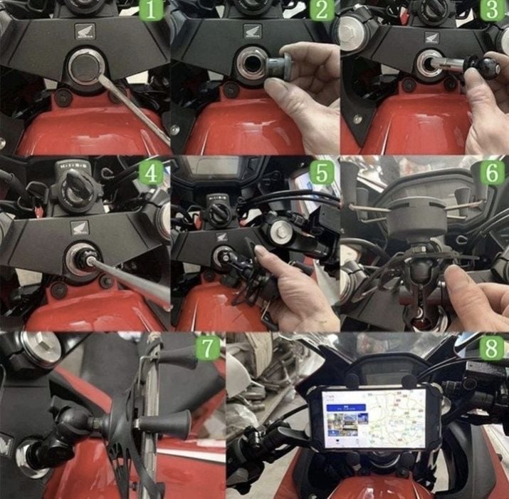 Suport telefon motocicleta sport tip RAM nu quadlock 4 brate PRIZA USB