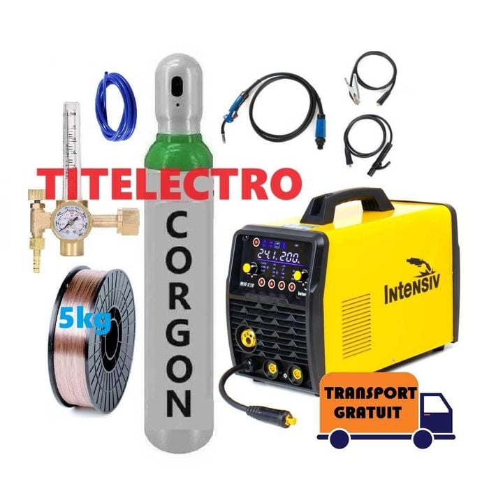 Aparat sudura MIG 210 + butelie 8L plina argon CO2 + ceas + sarma