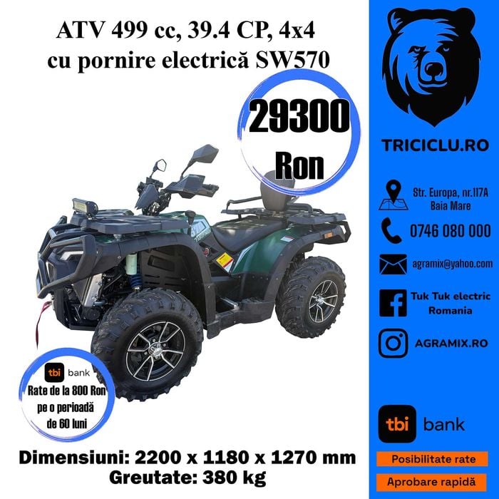 ATV pe benzina 500 cc pornire electrica