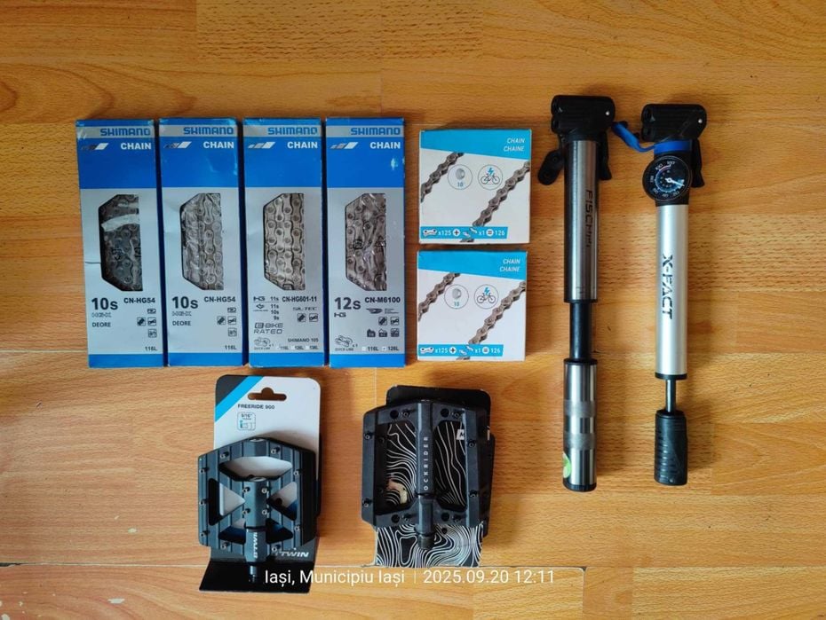 Piese  bicicleta; Lanțuri Shimano Deore, Pedale, Pompe,(Super Ofertă).