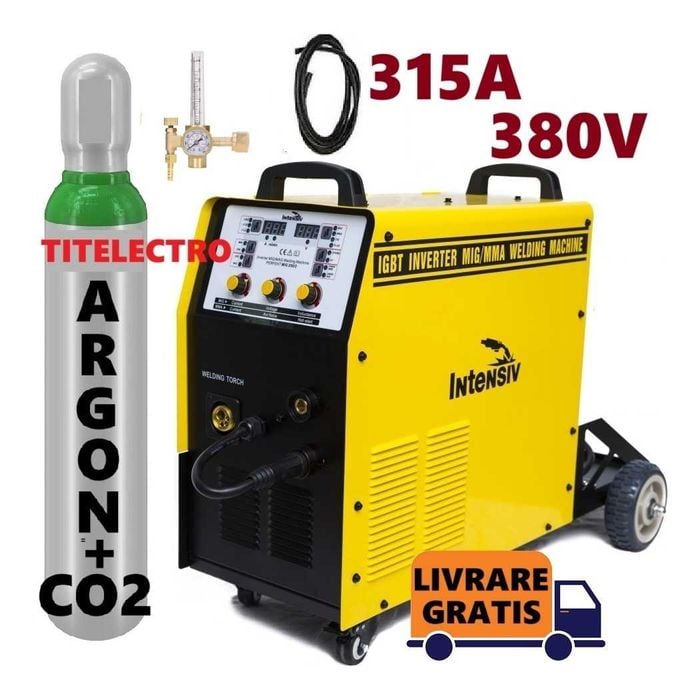 Aparat sudura cu sarma PERFEKT MIG 315 + tub 8L corgon PLIN + ceas