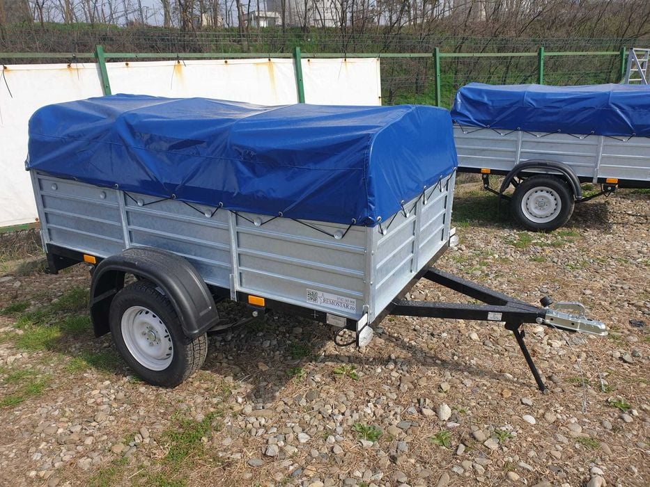 Remorca Noua L-2.15m cu Foi De Arc si telescop! Zincata, An 2025