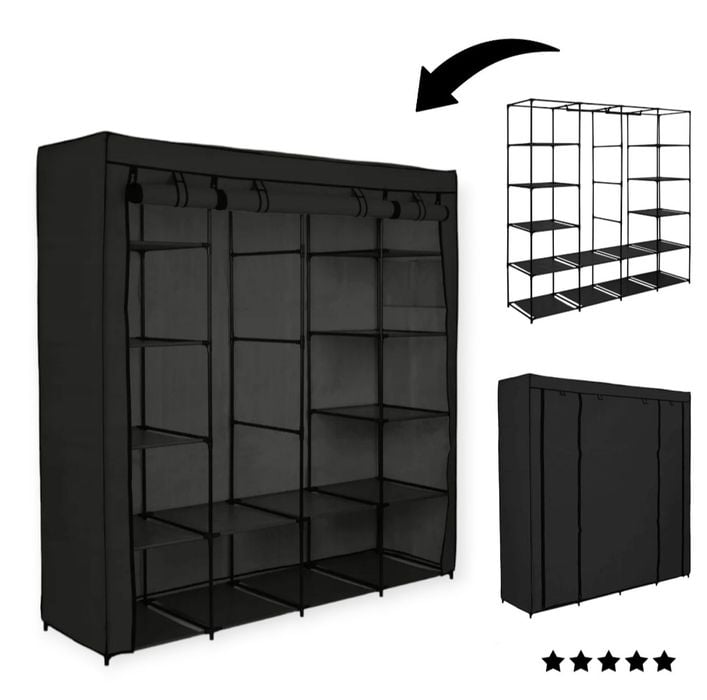 POJEMNA Szafa Na Ubrania Metal Czarna Garderoba XXL WYSYŁKA 24H!