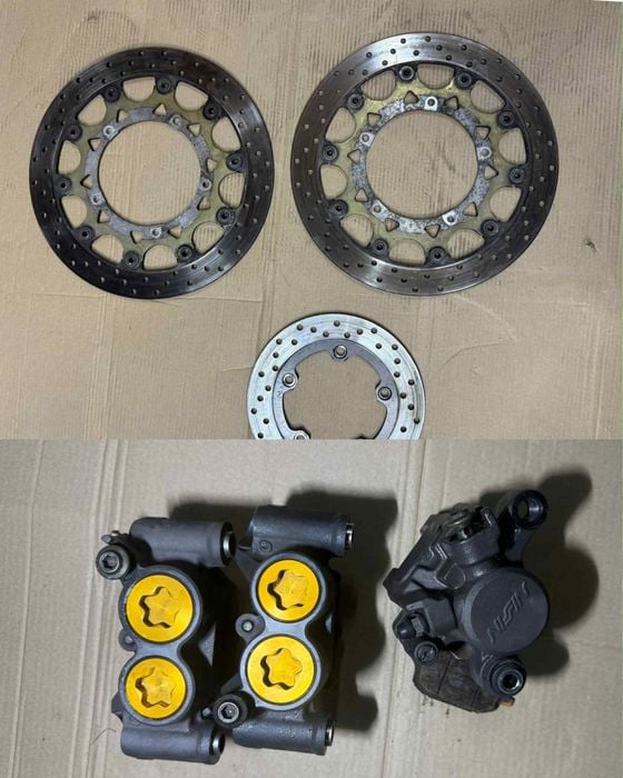 Tarcze hamulcowe zaciski zbiorniczek sety yamaha r1 rn12 04-06