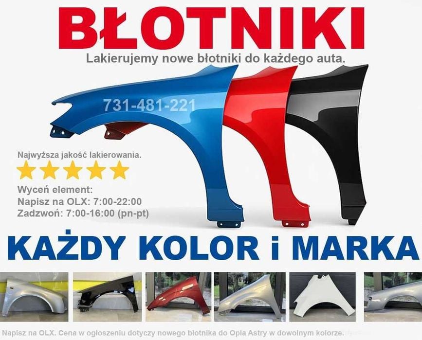 Nowe BŁOTNIKI - dowolny KOLOR i każda MARKA - HURTOWE ceny - WYSYŁKA