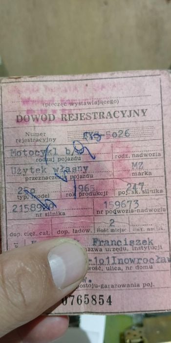 MZ 250 dowód kolekcjonerski