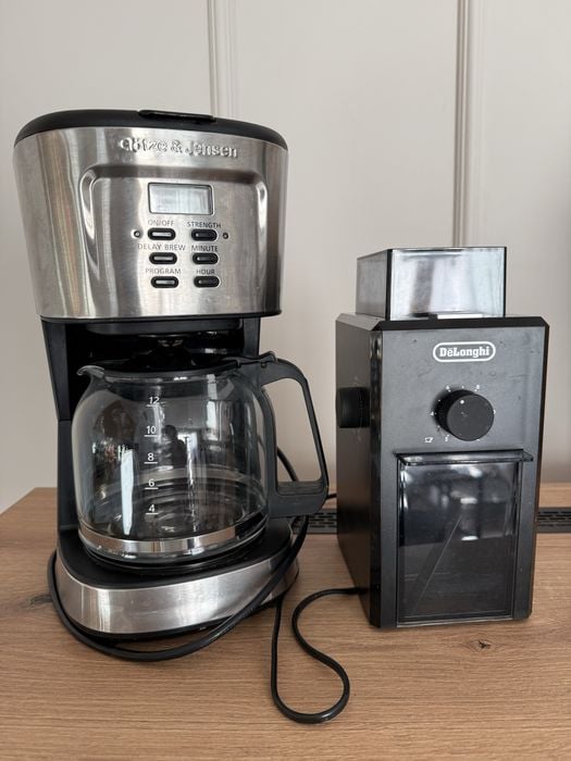 DeLonghi mlynek do kawy + Götze & Jensen ekspres przelewowy