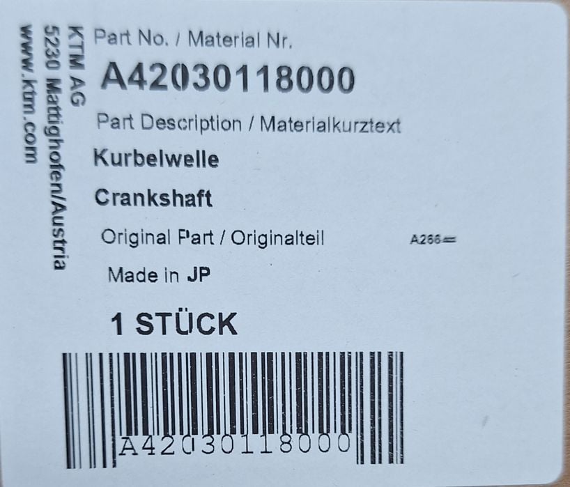 Wał z korbowodem KTM SX 125.