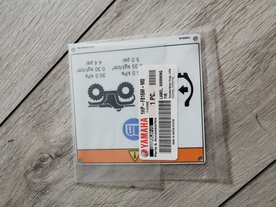 Yamaha grizzly 700 tabliczka ostrzegawcza grizzly 550