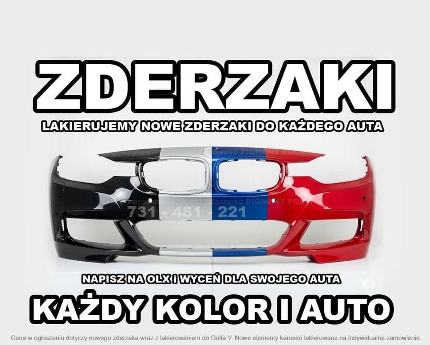 Nowe ZDERZAKI - dowolny KOLOR i każda MARKA - WYSOKA jakość - WYSYŁKA
