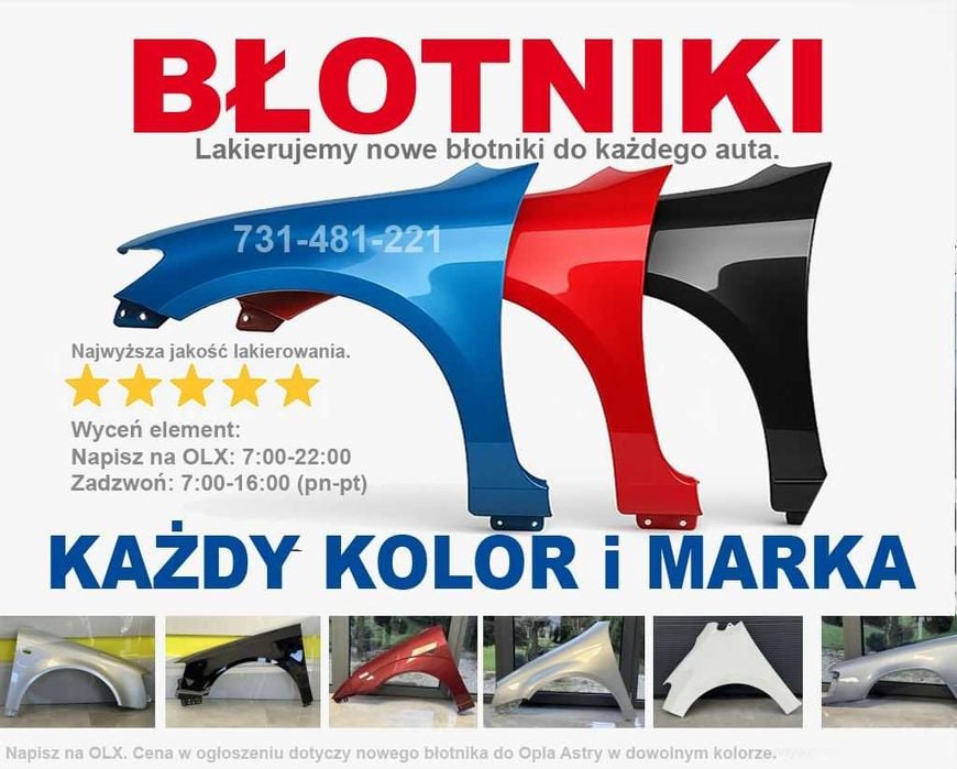 Nowe BŁOTNIKI - dowolny KOLOR i każda MARKA - WYSOKA jakość - WYSYŁKA