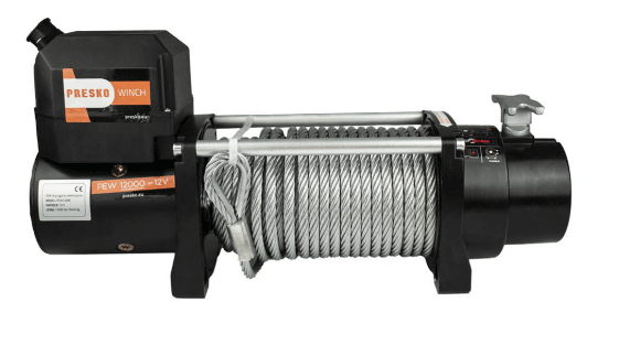 Elektrický naviják 12V se syntetickým/ocelovým lanem