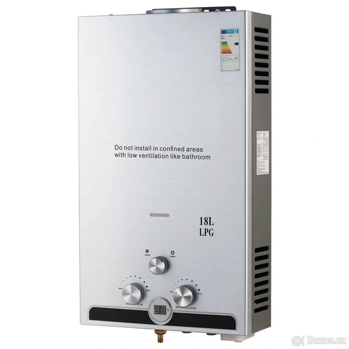 propan butan LPG karma, průtokový ohřívač, 8 až 20 litrů/min