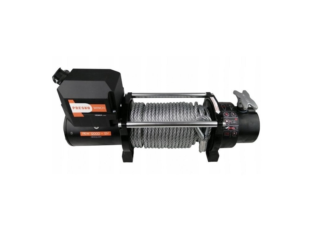Naviják s ocelovým lanem PRESKO 12000 lbs - 5,5 t