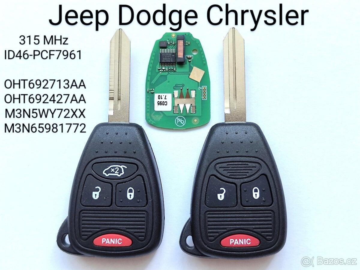 Klíč Jeep Dodge Chrysler ID46 315MHz.