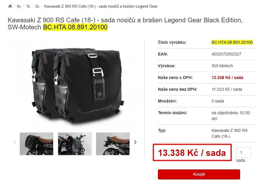 Kawasaki Z 900 RS Cafe (18-) - sada brašen Legend Gear