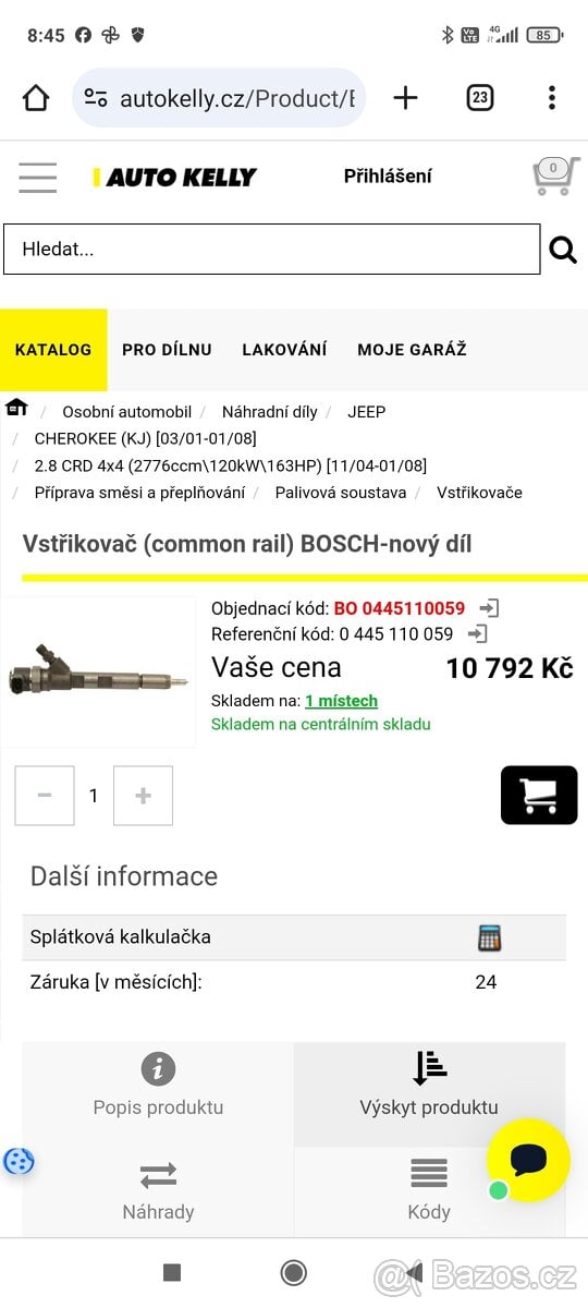 Jeep,/Chrysler/2.8/120kw/08/ vstřiky