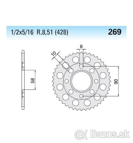 zadná rozeta Chiaravalli typ 269/42 zubov
