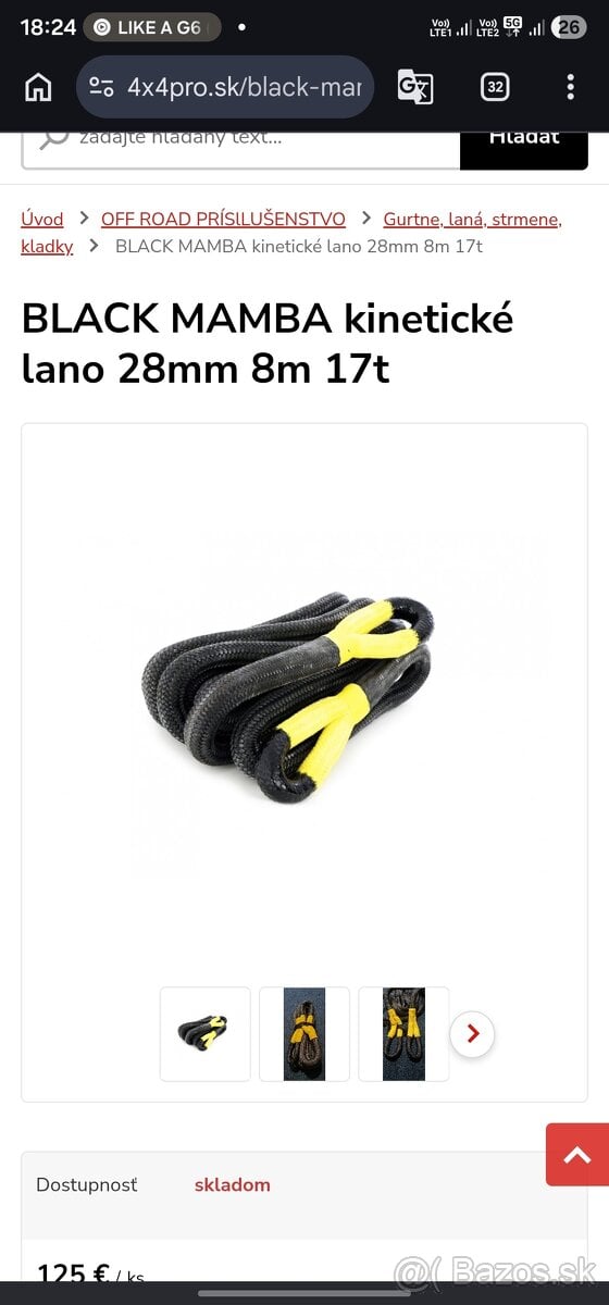 Predám kinetické lano 8m 17t
