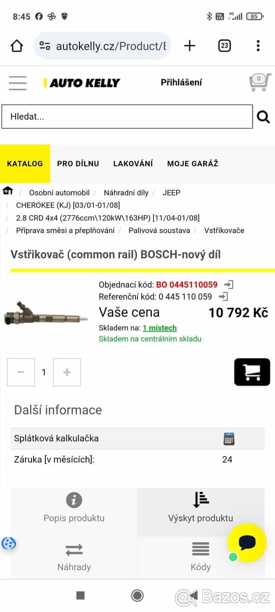 Jeep,/Chrysler/2.8/120kw/08/ vstřiky