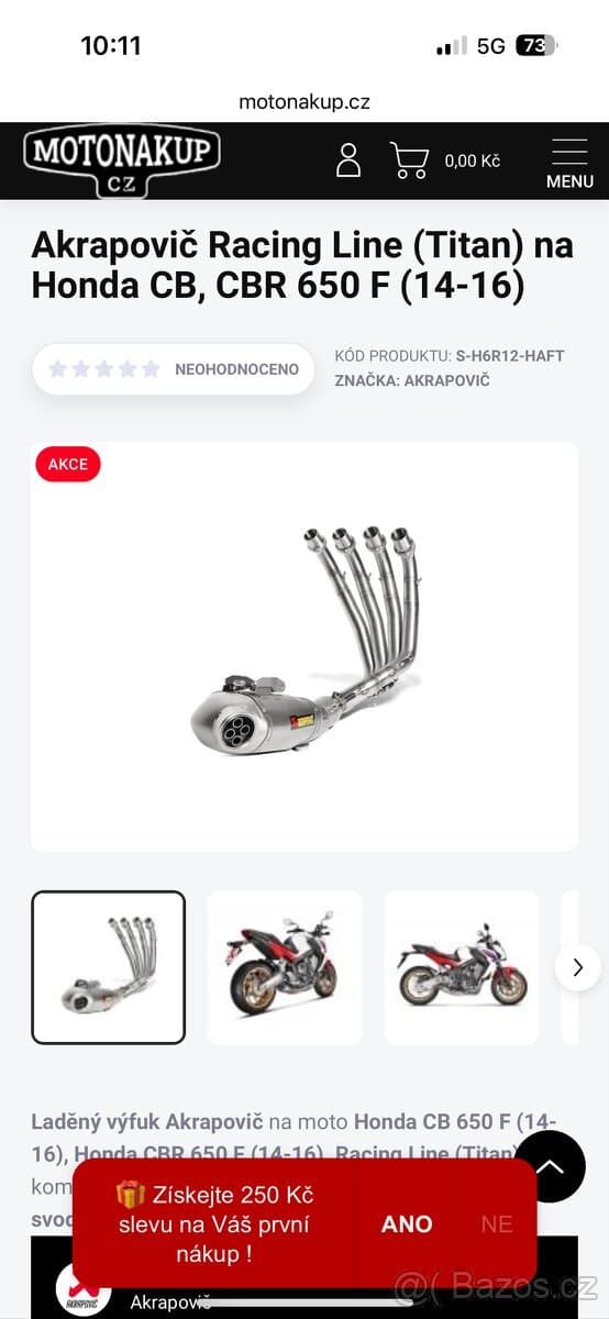 Prodám výfuk Akrapovič na honda cb650 2014/2022