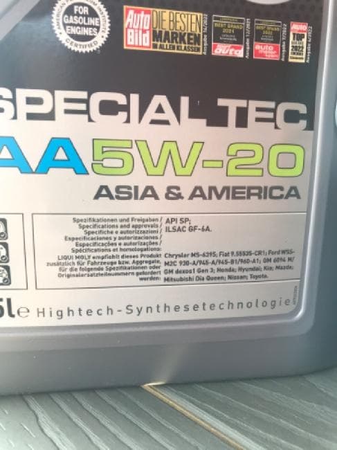 Motorový Olej Liqui Moly AA5W-20 Special Tec MS 6395 Dodge