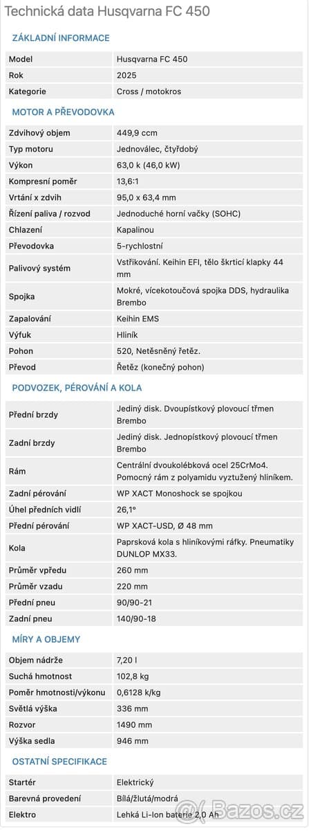 Husqvarna 450 FC 2025