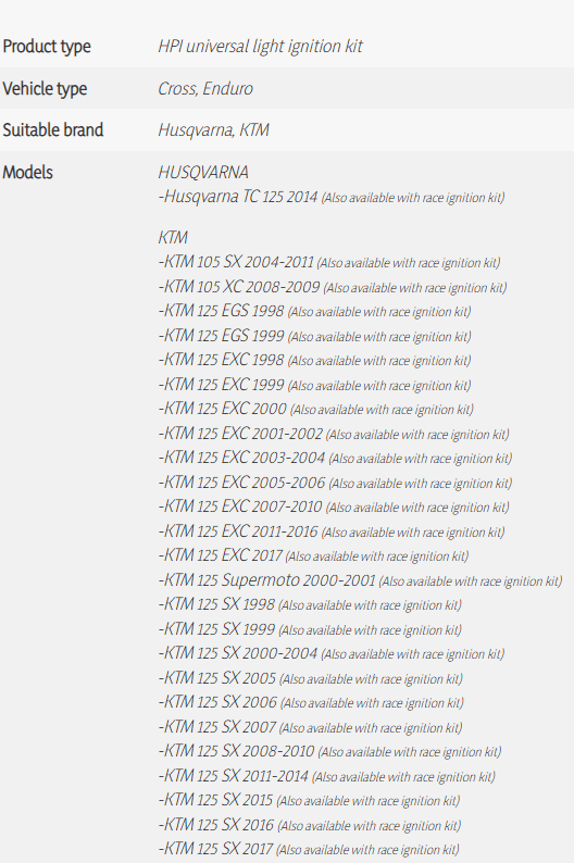 Sada zapaľovania + svetla HPI