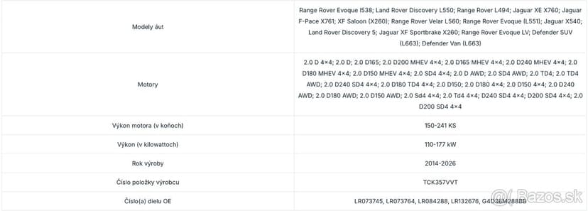 FAI AutoParts TCK357VVT Rozvody JAGUAR LANDROVER